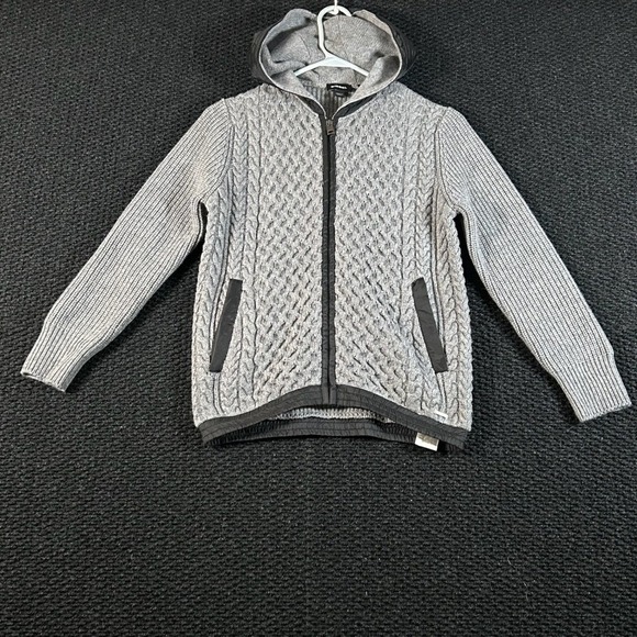 Diesel Other - Diesel Boys Grey Wool Blend Cable Knit Full Zip Hooded Cardigan Sweater Size 10